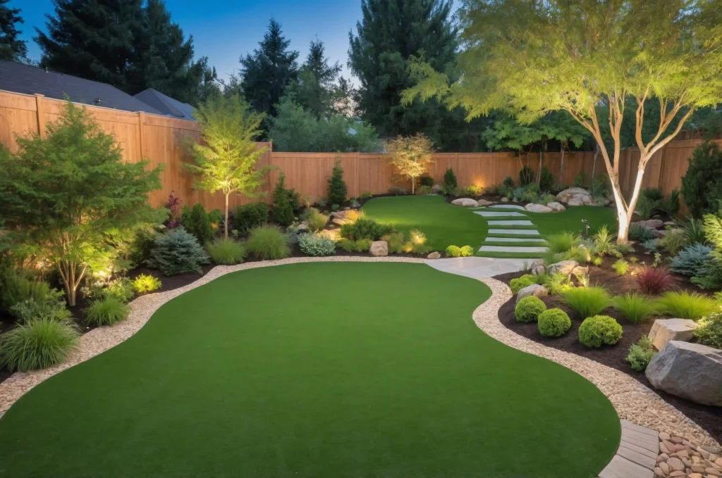 Backyard artificial grass lawn from Outdoor scapes