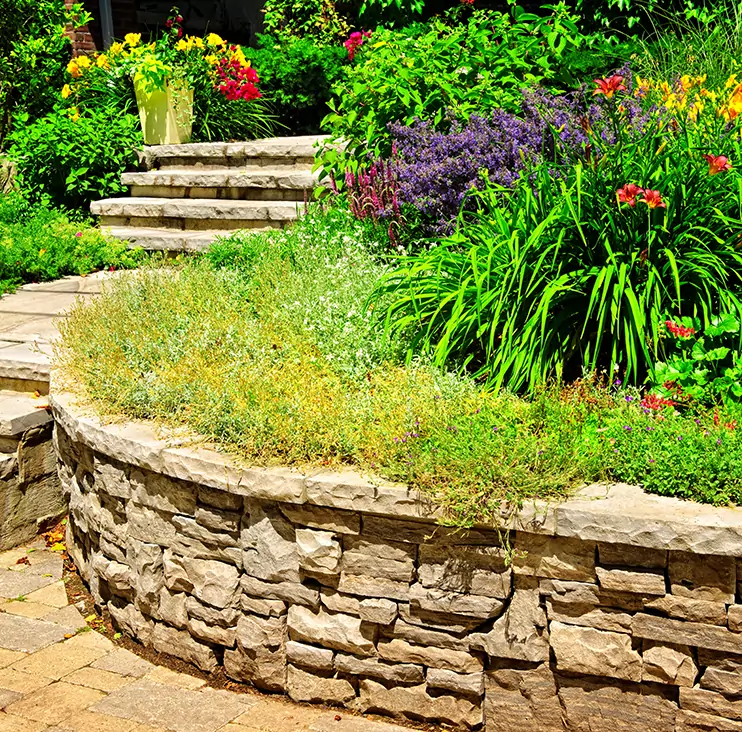 Retaining wall installation from Outdoor Scapes
