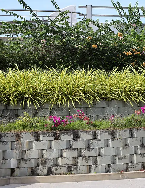 Commercial retainig wall installation from Outdoorscapes