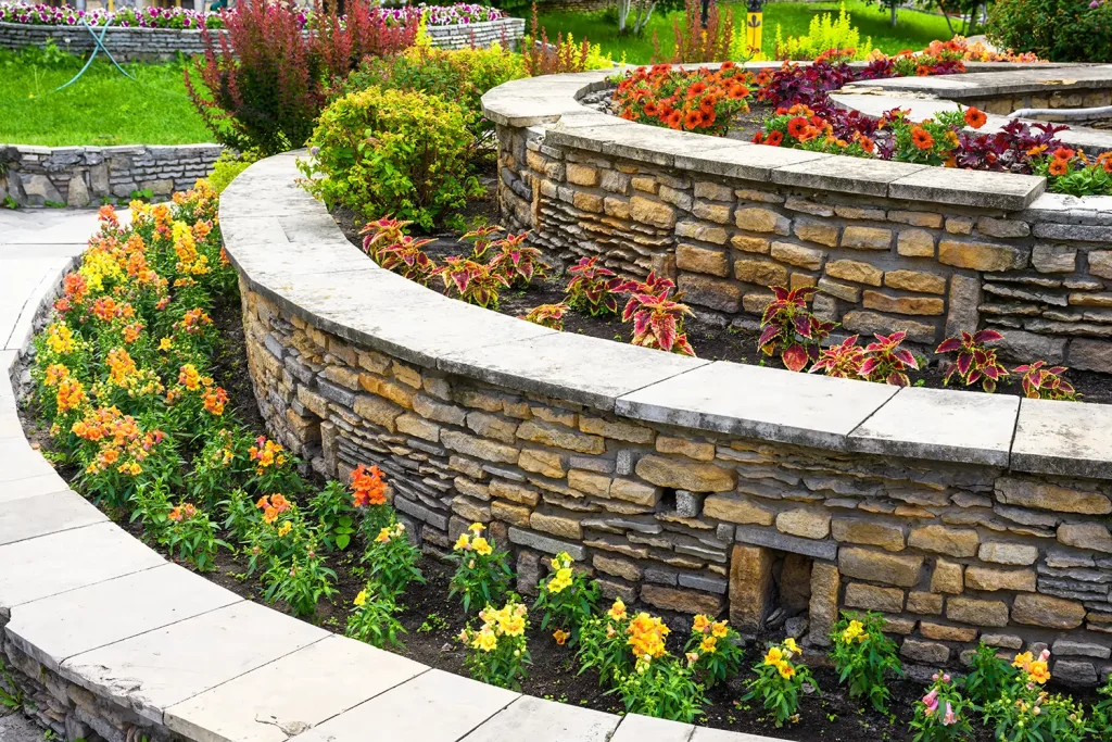 Retaining wall installation from Outdoor Scapes