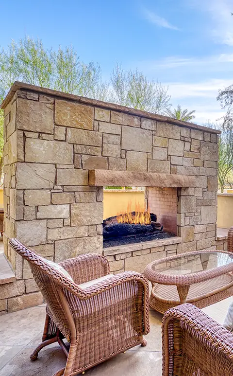 Outdoor fire place installed by Outdoor Scapes in Jacksonville, FL 