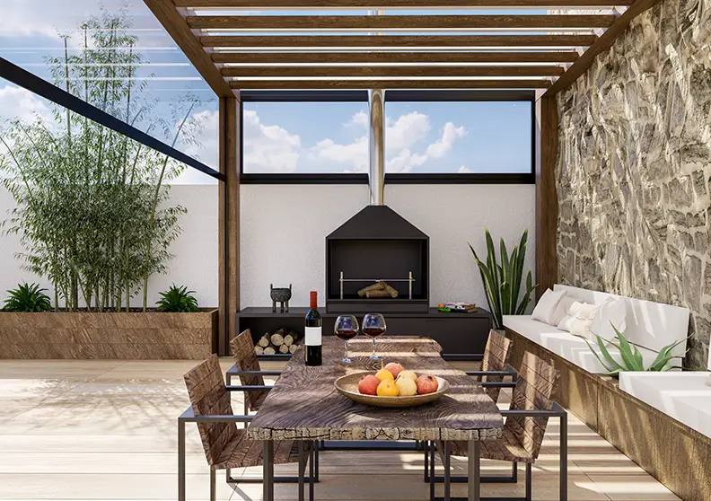 Outdoor fire place installed by Outdoor Scapes in Jacksonville, FL 